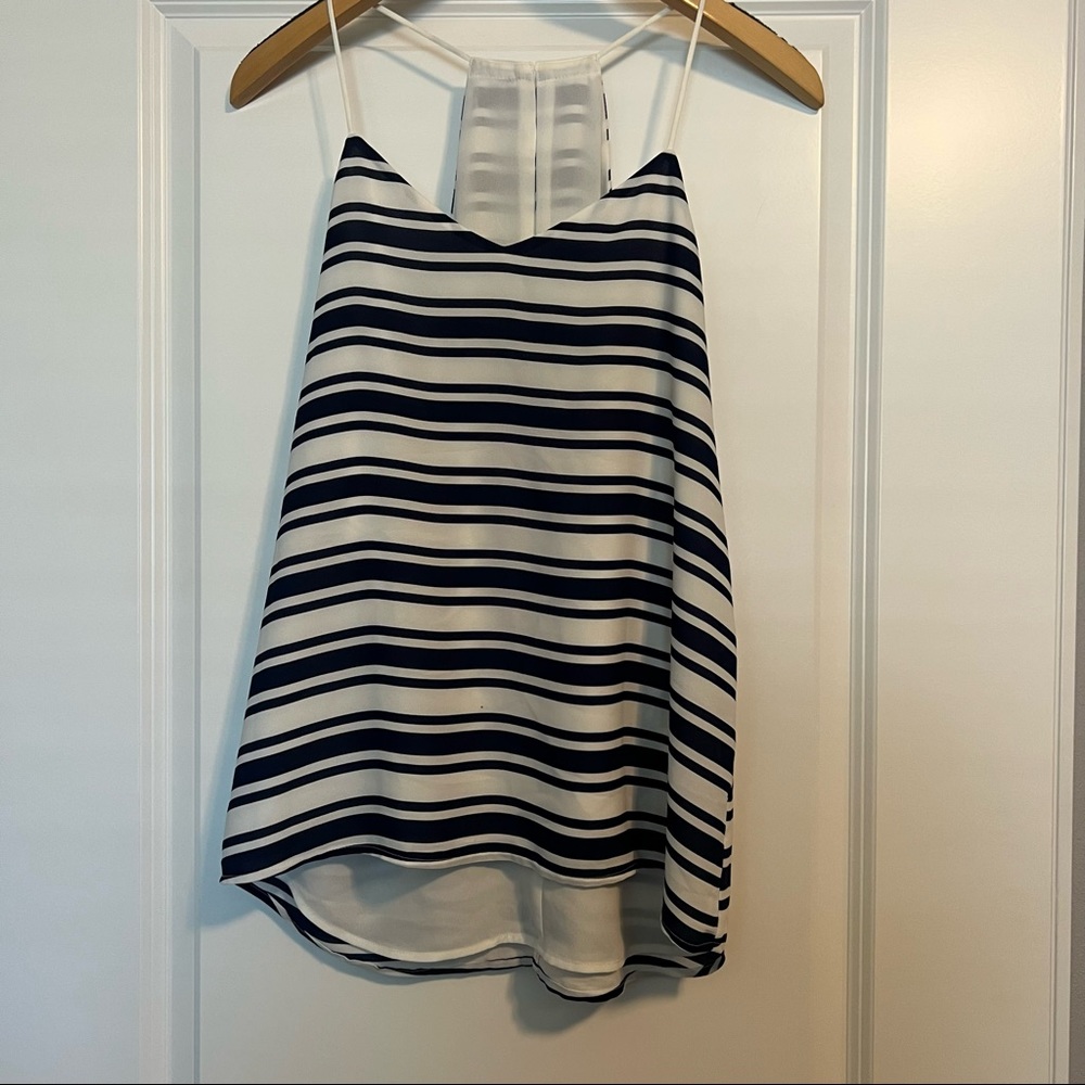 Reversible navy and white striped tank